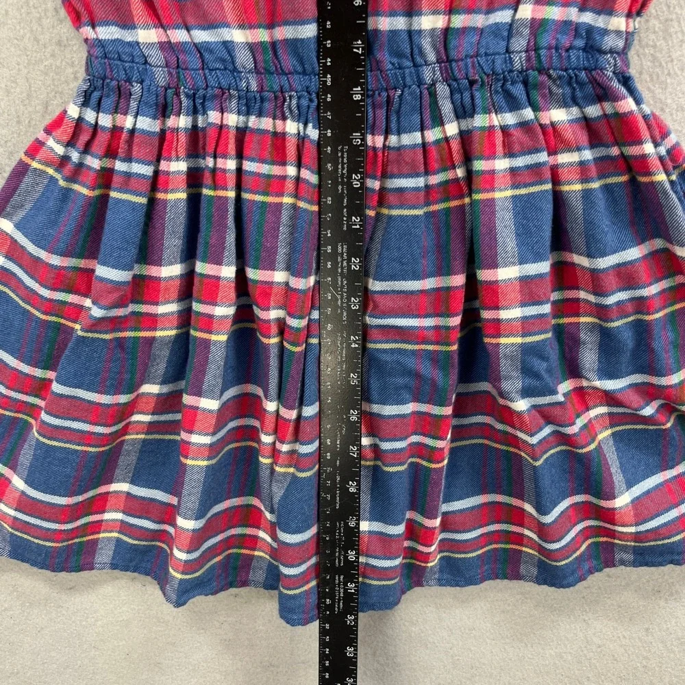 Polo Ralph Lauren Shirt Dress Girls 16 Blue Plaid Flannel Long Sleeve Preppy